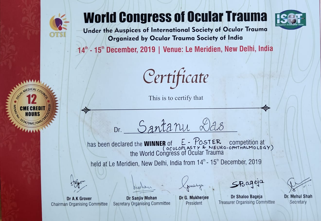 World Congress of Ocular Trauma Winner